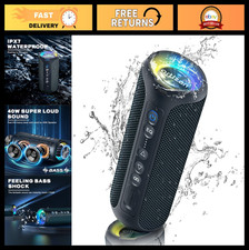 Portable Bluetooth Speaker 40W Deep Bass, IPX7 Waterproof, 30H Playtime, TWS Pai