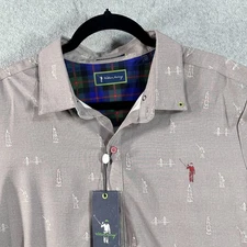 William Murray Shirt Mens Large Gray Long Sleeve Golf Tartan Plaid Flip Cuff New