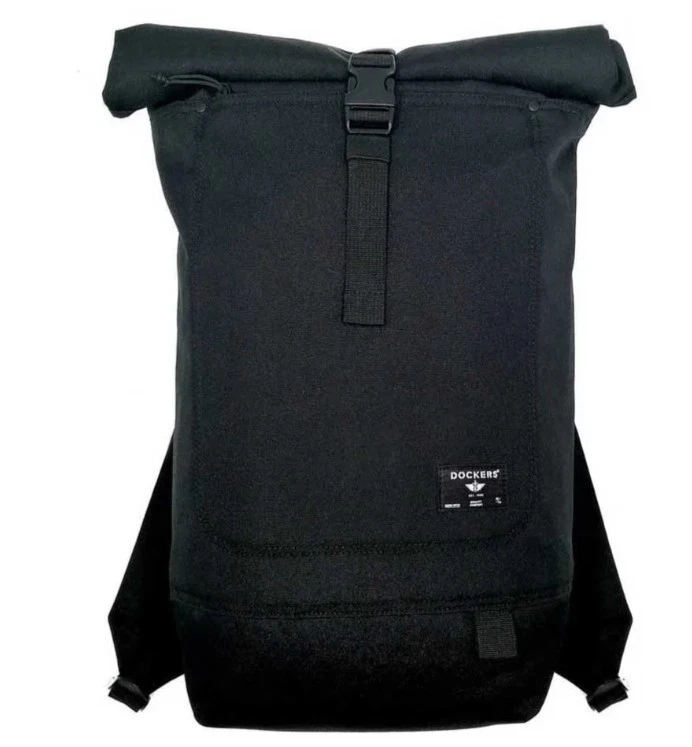 NEW Dockers Roll Up backpack BOOKBAG TRAVEL BLACK D0149-0001
