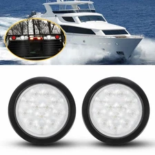 2pcs 4" Round LED 24 Reverse Backup Tail Trailer Lights Truck Clear Lens 12V P