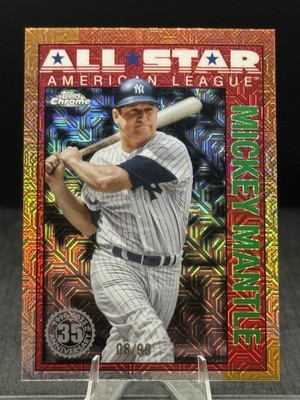 2025 Topps Series 2 1990 All-Star Chrome Green Mojo #90ASC-43 Mickey Mantle /99