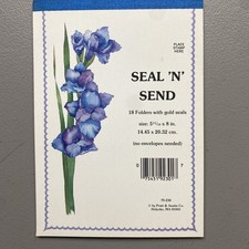 Vtg Stationary Notes SEAL N SEND Folders Flowers Iris USA 18 Cards NOS