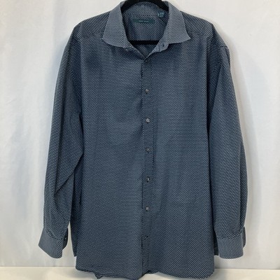 Perry Ellis Long Sleeve Button Down Shirt Men's sz 3X Navy Blue Geometric Print