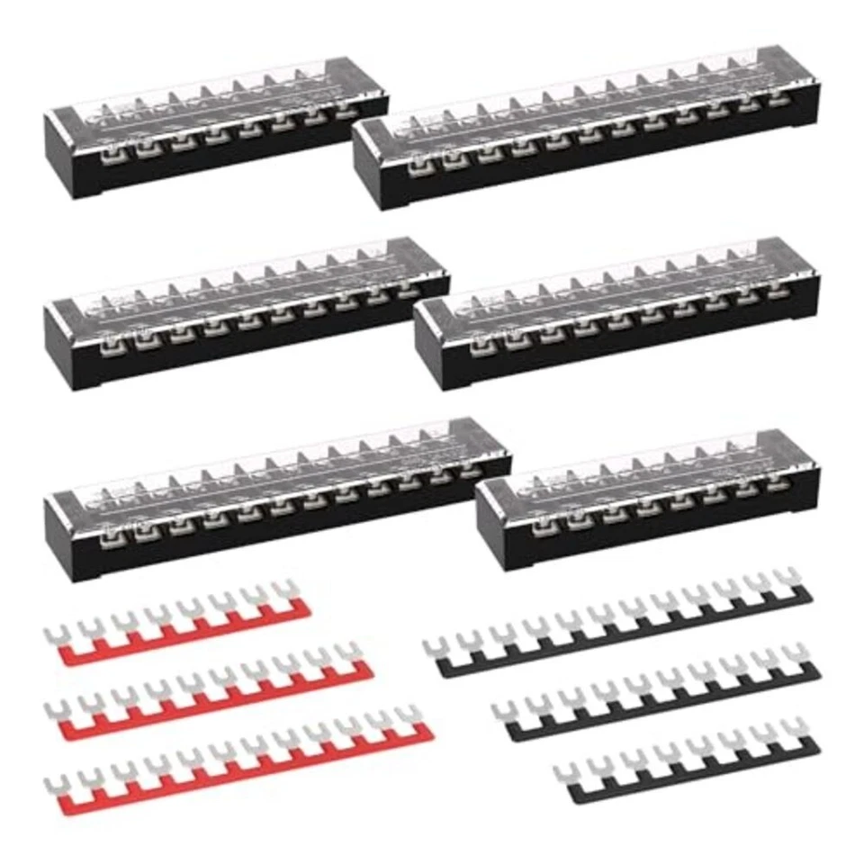 Insulated double row terminal blocks 6pcs 25A for wiring 8 10 12 positions kit - Image 2 of 4