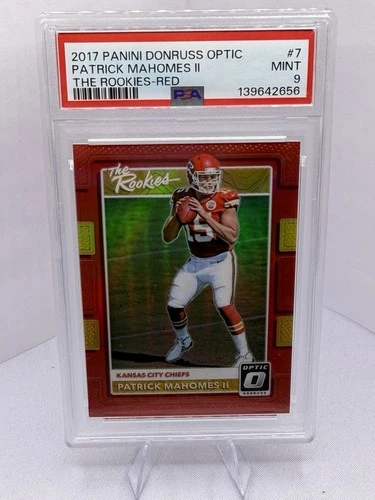 2017 Donruss Optic Patrick Mahomes #42/99 Red Prizm The Rookies RC #7 PSA 9 Mint