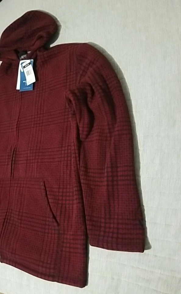 Sudadera con capucha blanca Sierra para hombre 2XL Big Meadow polar roja y negra a cuadros cremallera Foto 3 de 4