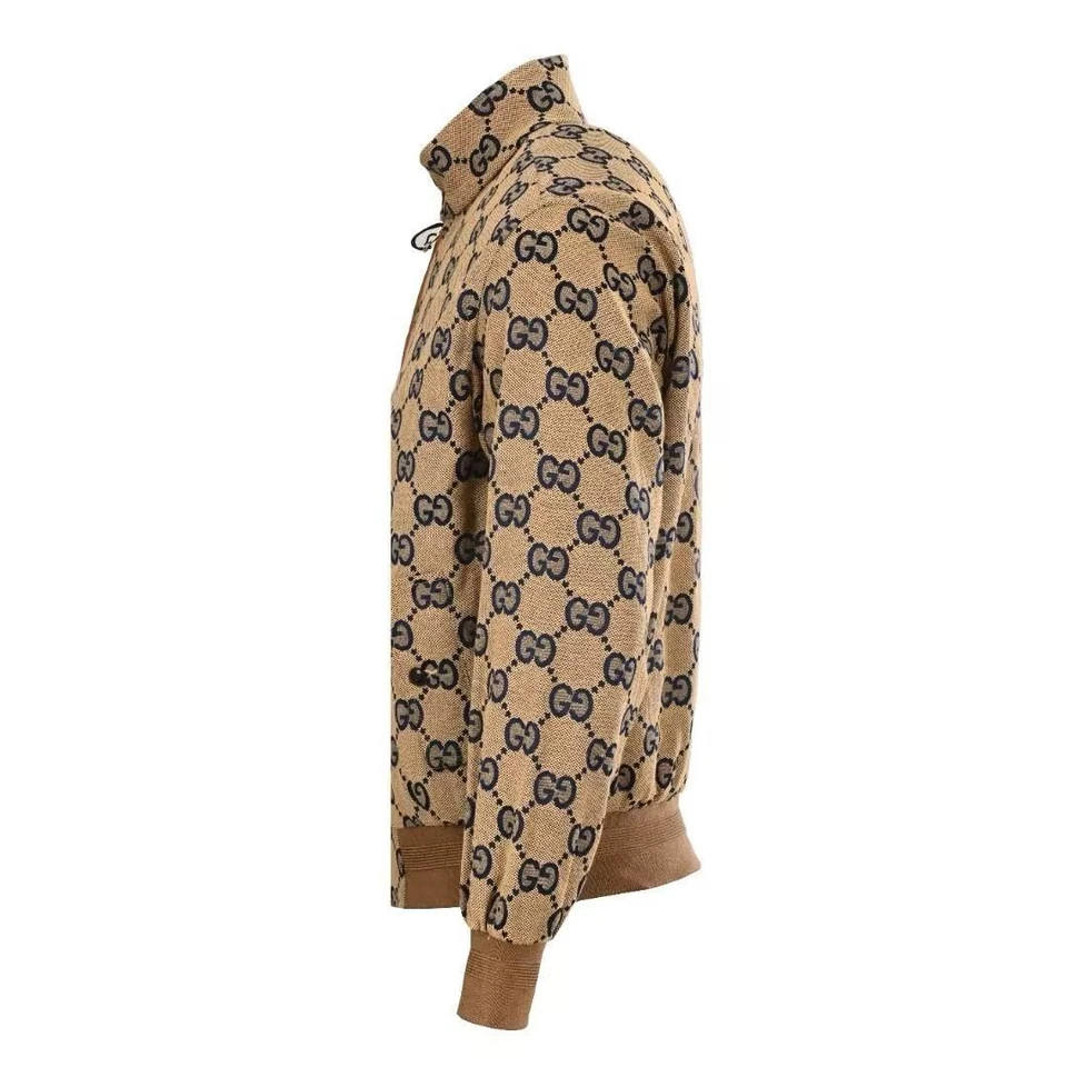 Gucci GG Monogram Men's Lapel Retro Classic Jacket  Casual Coat Brown New - Image 3 of 4