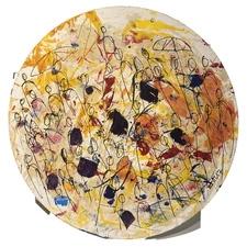 Oil picture canvas round people of the city people 90 cm Sonja Zeltner-Müller