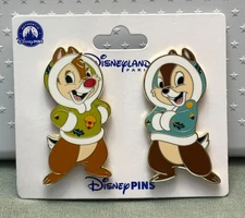 Disney 2025 Disneyland Paris (DLP) Chip And Dale Winter Hoodie Coats Pin Set