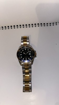 Sinobi Two-Tone Metal Diver Wristwatch Black Dial Date Indicator