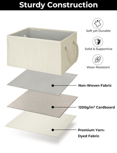 Large Storage Baskets for Organizing, Foldable Storage Baskets for Shelves, F... - Picture 7 of 8