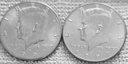 2 - 1997 Kennedy half dollar coins 1 P + 1 D