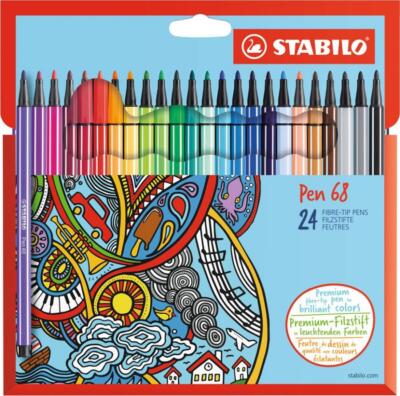 STABILO Fasermaler Pen 68, 24er Karton-Etui