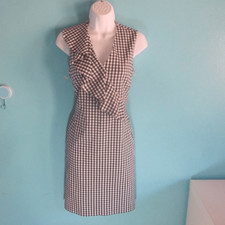 J. McLaughlin Womens Size 2 Summer Navy Gingham Check  Kathryn Sheath Dress