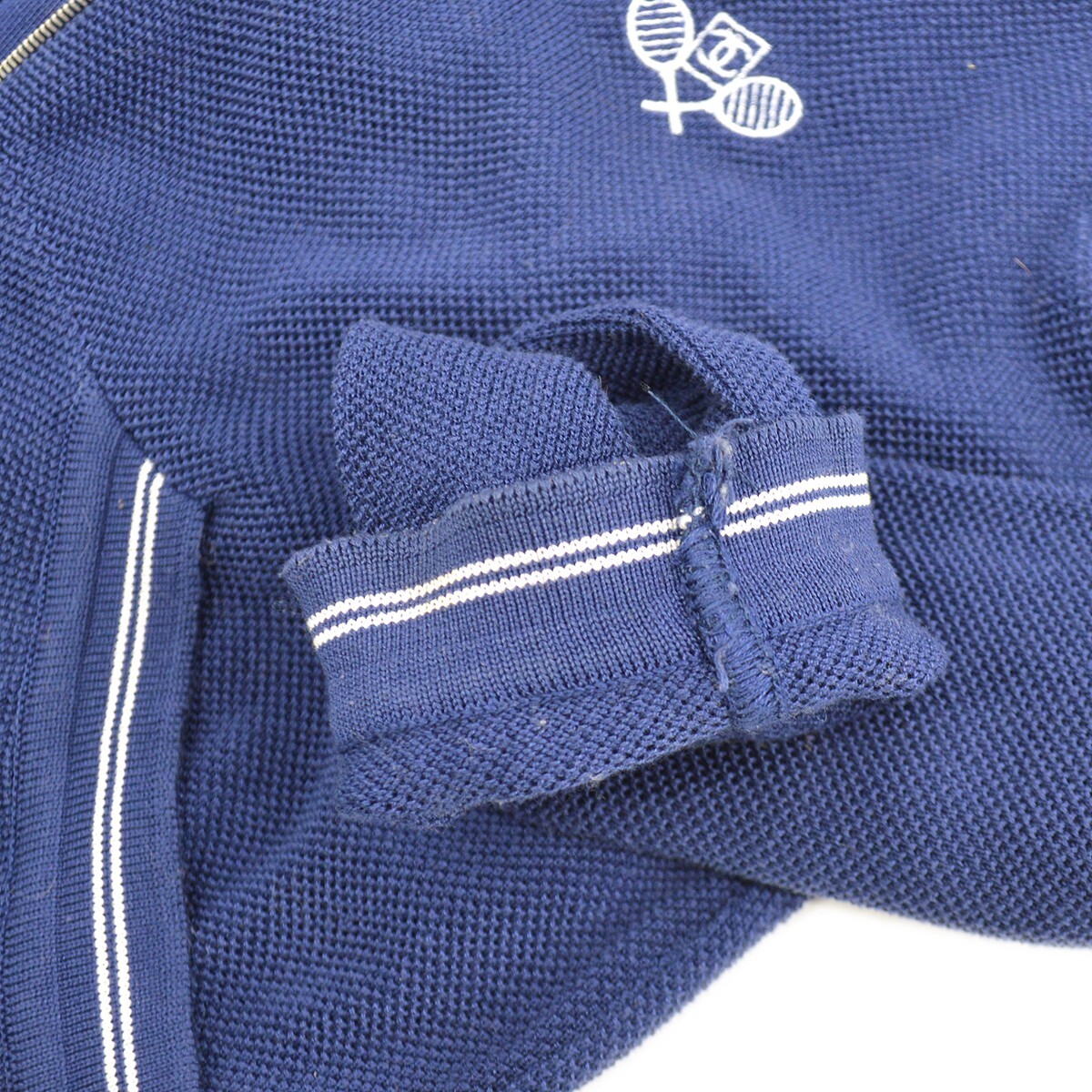 Chanel Sport Line Hoodie Zip-up Long Sleeve Top Navy 05P #42