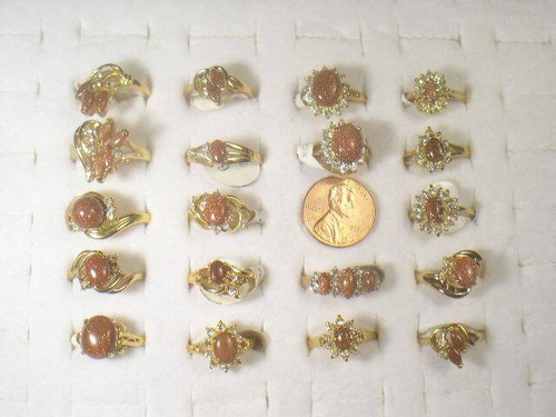 # 3 Pc's LOT RINGS *Special Size 5* GOLDSTONE SEMI-PRECIOUS GEMSTONE 873GS - Picture 7 of 7