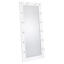WHITE HOLLYWOOD STYLE 6' STANDING MIRROR WITH LED BULBS LIGHTS