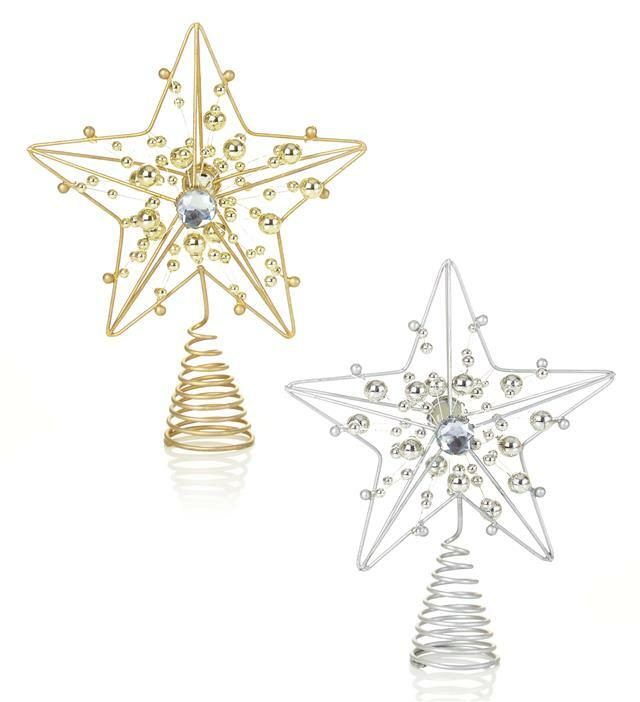 Premier Small Star Christmas Tree Topper - Available in Gold or Silver