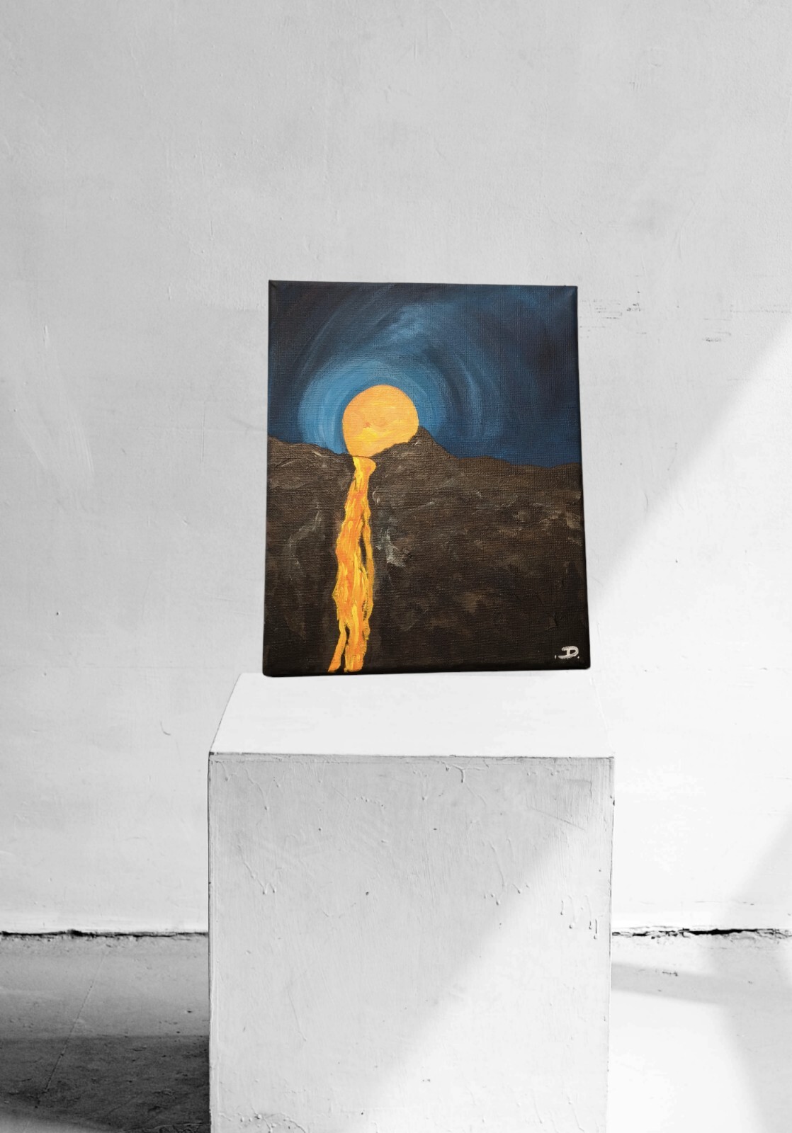 original acrylic painting signed on canvas melting lava