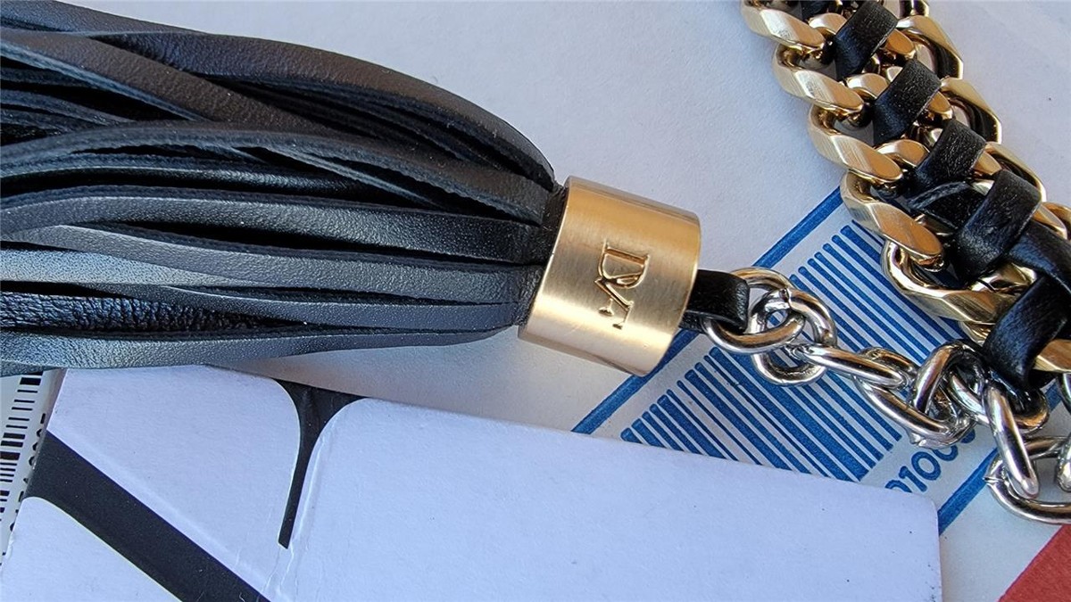 New Diane von Furstenberg Black Leather and Metal Chain Belt  display picture 2