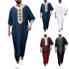 Mens Clothing Kaftan Maxi-Muslim Male Shirt Long Sleeve Abaya Dubai Cotton