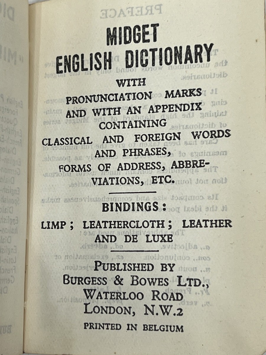 Original vintage miniature dictionaries by Midget series