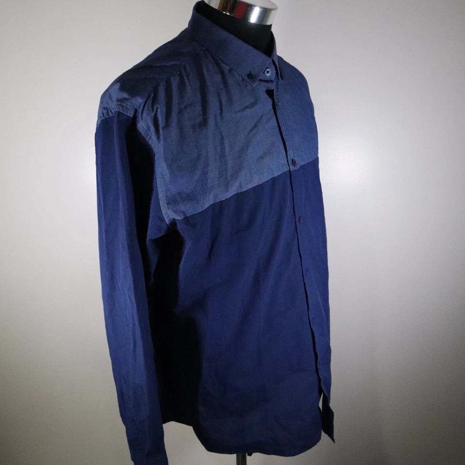 Camisa Steel & Jelly London Para Hombre XL Informal Abotonada Azul Manga Larga Foto 3 de 4