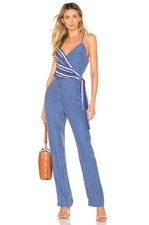 RAG BONE Blue Jumpsuit Silk Felix Tie Playsuit Stripe Sleeveless nwot 00