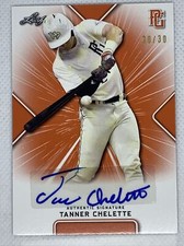 2021 LEAF PERFECT GAME ORANGE TANNER CHELETTE PAPER RC AUTO # 30/30
