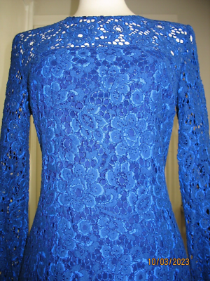 ELIE TAHARI COBALT BLUE LONG SLEEVE FLORAL LACE SHEATH DRESS - SIZE 4 | eBay ELIE TAHARI COBALT BLUE LONG SLEEVE FLORAL LACE SHEATH DRESS - SIZE 4 | eBay