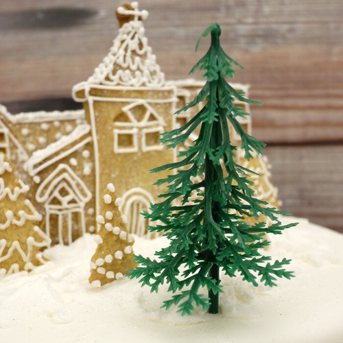 Tree Cake Topper Christmas Decoration Fir Forest Yule Log Cupcake Snow Xmas Idea - Picture 4 of 10