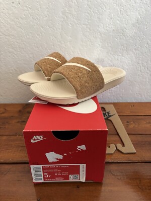 Nike Kawa Slide SE 2 (GS/PS) Cork Khaki Sandals DA2638-200 Size 5Y / Women's 6.5