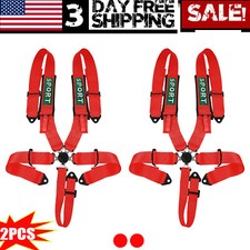 2 Set 5 Point Cam Lock Racing Harness Seat Belts For Can-am Polaris Atv Kart Red