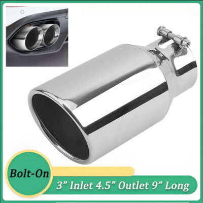 1x/2x Exhaust Tip for 3'' Inlet 4.5'' Outlet 9'' Long Polished Stainless Steel
