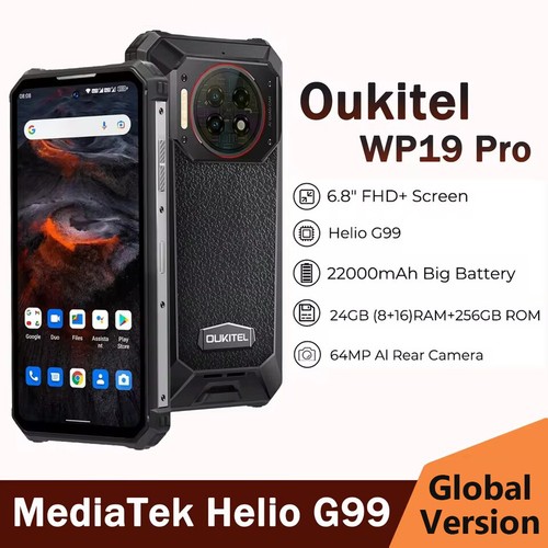 Global Oukitel WP19 Pro Rugged Phone Night Vision 22000mAh 24GB+256GB 64MP 120Hz