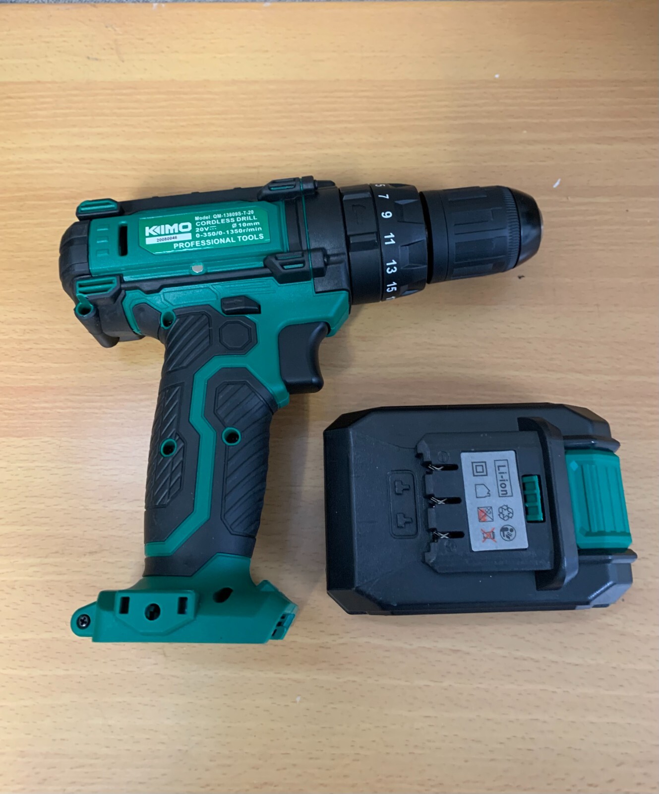 KIMO 20V Max Lithium Impact Cordless Drill Driver Kit - Black&Green