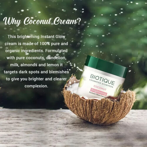 Biotique Bio Coconut Whitening and Brightening Cream for All Skin Types, 50g - Picture 4 of 8