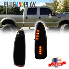 Smoked Lens Amber LED Side Mirror Light Lamps For 03-07 Ford F250 F350 SuperDuty