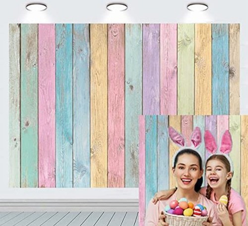 INRUI Colorful Wood Background for Photography Girls Boys Child Birthday Baby 