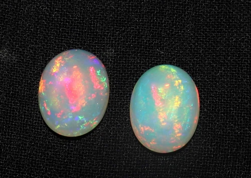 Natural AAA+ Ethiopian opal welo fire opal gemstone cabochon pair of oval opal