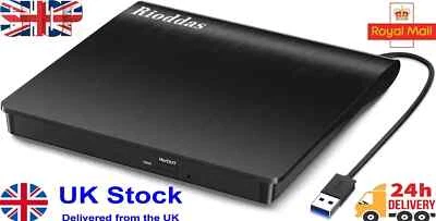 RIODDAS External CD/DVD Drive for Laptop USB 3.0 CD/DVD Player Portable CD DVD +/-RW Bur
