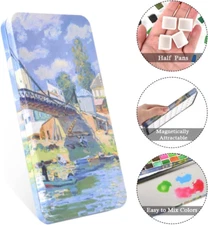 Portable Watercolor Tin Palette – 40 Empty Half Pans & Magnetic Tray Box