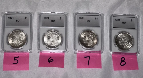 1921 Morgan Silver Dollar - Lot of 4 Coins- ALL BU !!! 90% Silver