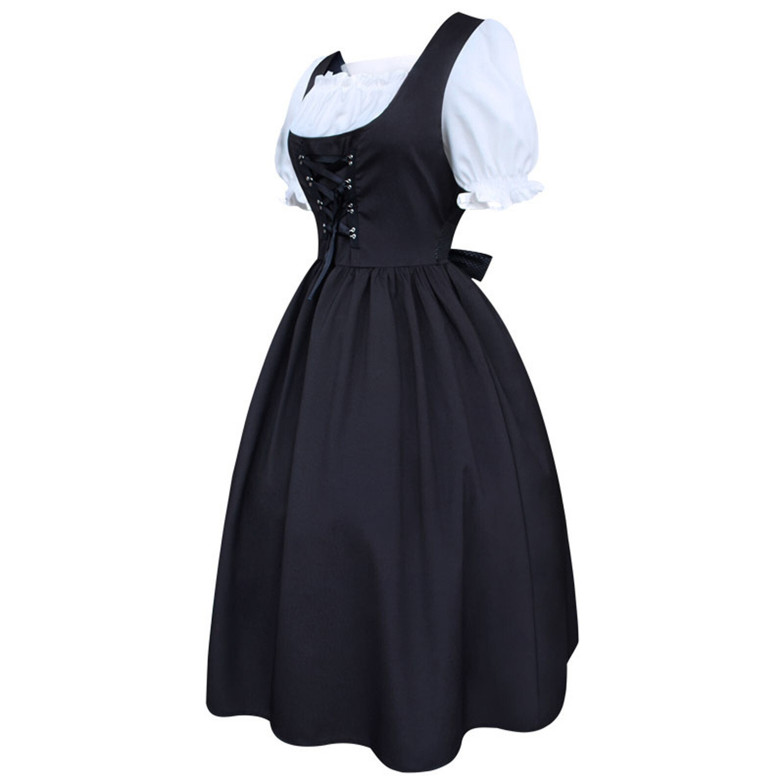 Chemisier Dirndl Femme Oktoberfest – Manches Bouffantes, Dentelle, Col En V, Blanc, Pour Costume Bavarois, Carnaval, Fête De La Bière