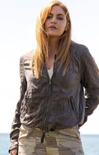Marrakech Nwt Womens L Irving Bomber Jacket Twig Brown Cupro Charmeuse Zippers