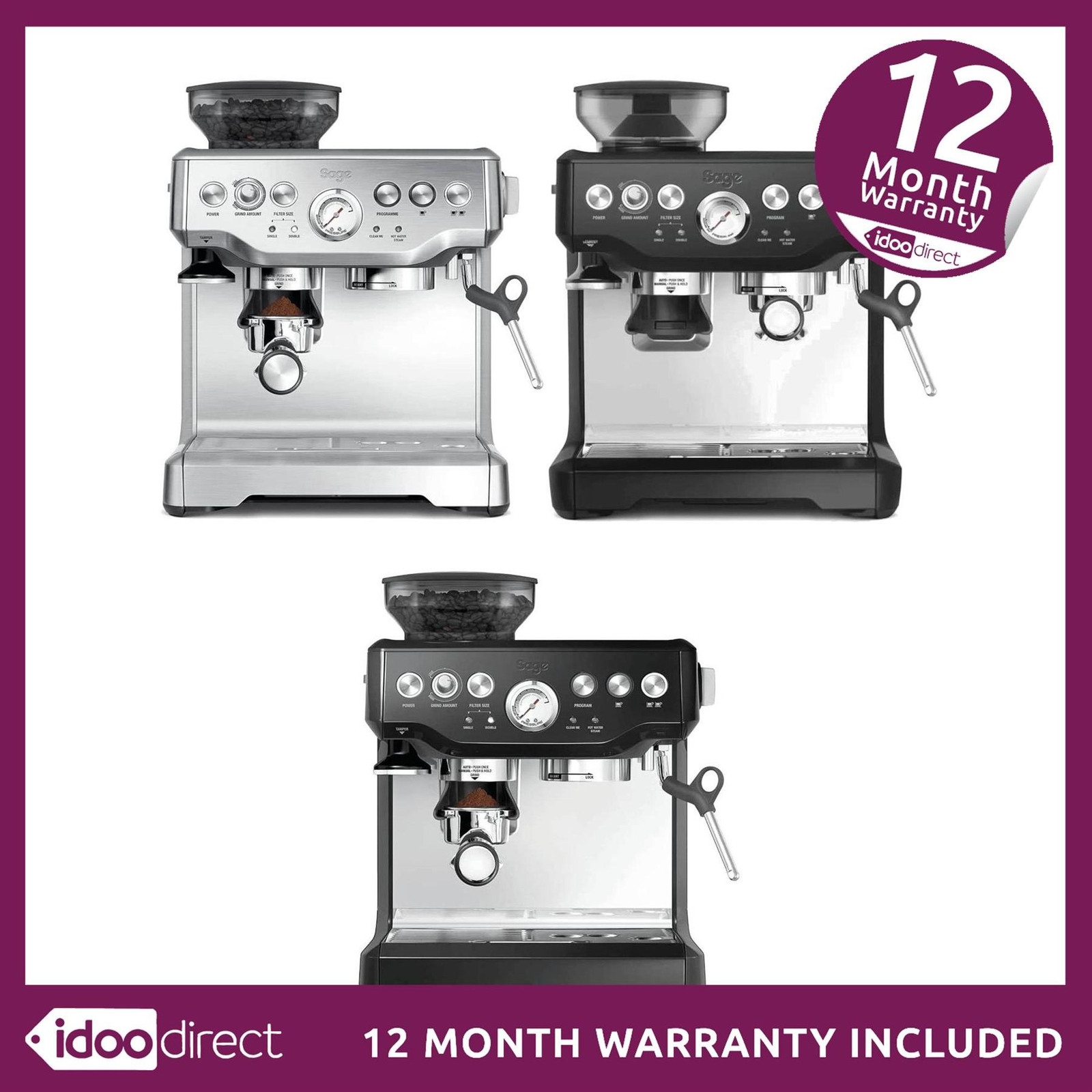 SAGE Barista Express BeantoCup Coffee Machine Brushed Stainless