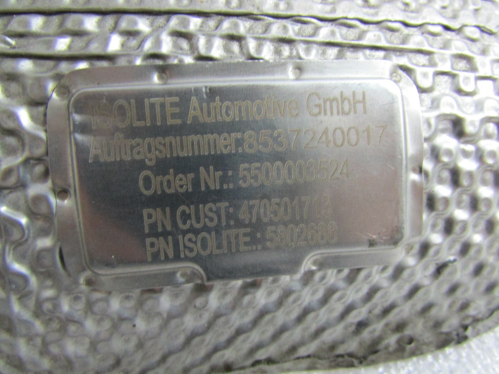 Lamborghini Aventador, RH, Right Axle Heat Shield, Used, P/N 470501713
