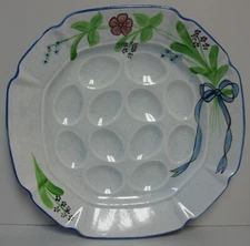 Los Angeles Pottery BLUE BOUQUET Deviled Egg Plate BEST