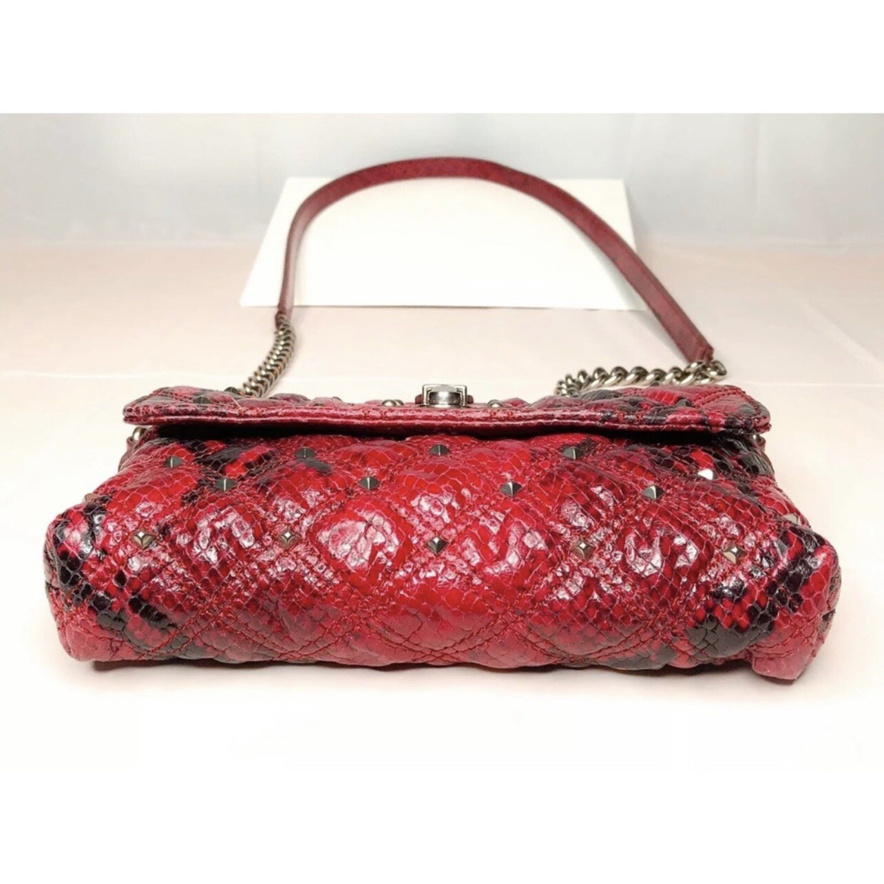 Marc Jacobs Studded Eugiene Stardust Crossbody Quilted Leather Red Purse Rare image 7