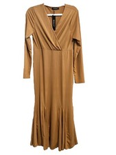 Allegra K Solid Long Sleeves Bodycon Fishtail Mermaid Maxi Dress Large No Belt
